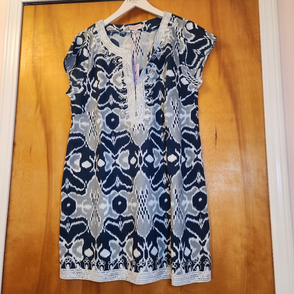 Calypso St. Barth Women's Rowena Tunic in Navy, Size XL, 100% Cotton $295 NWT